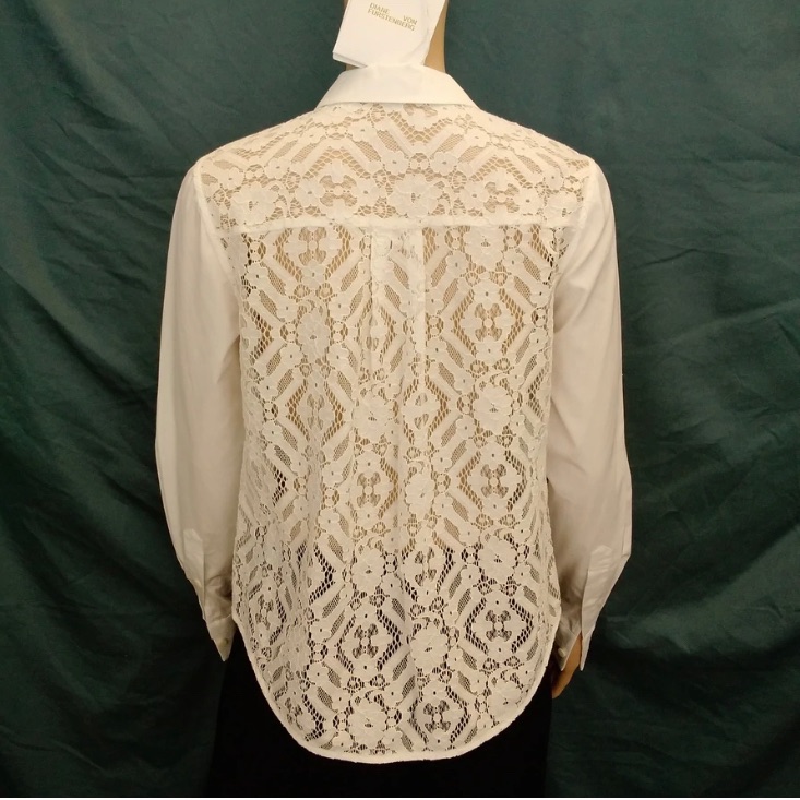 Dvf White Button Down W/ Lace Back
